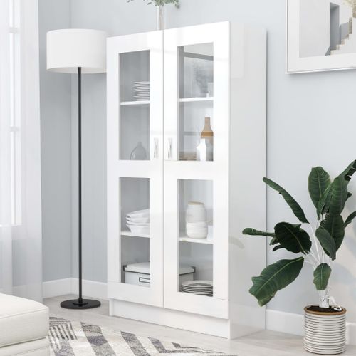 Armoire à vitrine Blanc brillant 82,5x30,5x150 cm - Photo n°2; ?>