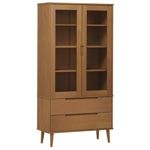 Armoire à vitrine MOLDE Marron 90x35x175 cm Bois de pin massif - Photo n°2; ?>