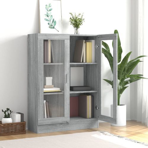 Armoire à vitrine Sonoma gris 82,5x30,5x115cm Bois d'ingénierie - Photo n°3; ?>