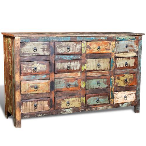 Armoire avec 16 tiroirs en style antique Bois massif recyclé - Photo n°3; ?>