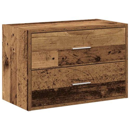 Armoire avec 2 tiroirs vieux bois 60x31x40 cm bois d'ingénierie - Photo n°2; ?>