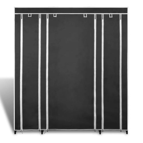 Armoire avec compartiments et tiges 45 x 150 x 176 cm Noir - Photo n°3; ?>