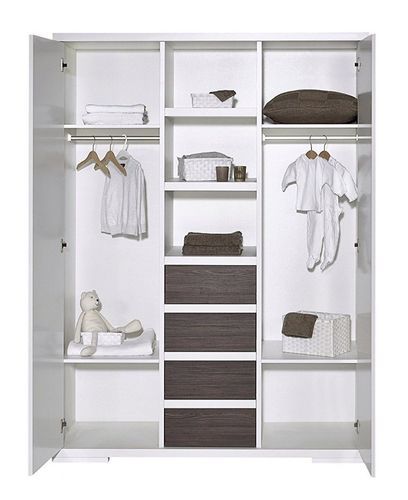 Armoire bébé 2 portes 4 tiroirs laqué blanc et gris Maxx Fleetwood - Photo n°2; ?>
