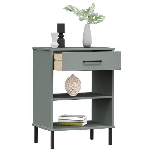 Armoire console avec pieds en métal Gris Bois pin massif OSLO - Photo n°3; ?>