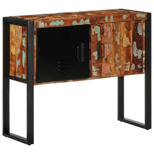 Armoire console multicolore 90x35x75cm bois massif récupération - Photo n°3; ?>