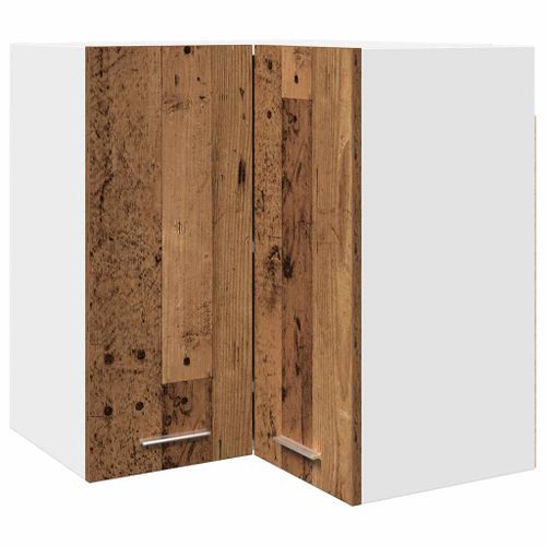 Armoire d'angle suspendue vieux bois 57x57x60cm bois ingénierie - Photo n°2; ?>