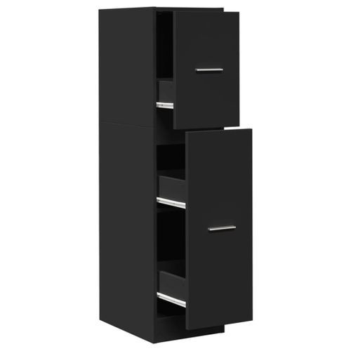 Armoire d'apothicaire noir 30x41x118 cm bois d'ingénierie - Photo n°2; ?>