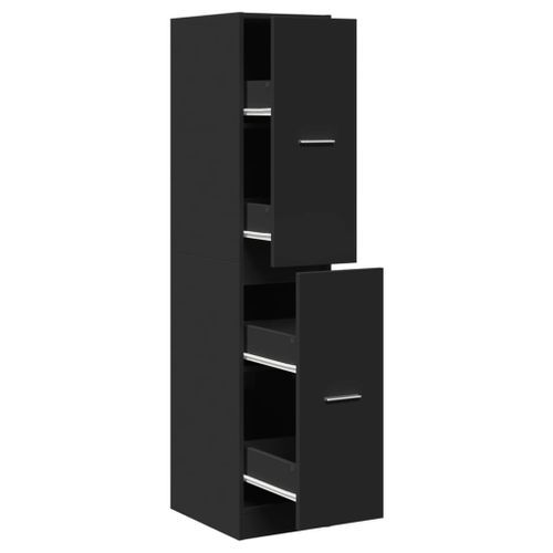 Armoire d'apothicaire noir 30x41x144,5 cm bois d'ingénierie - Photo n°2; ?>