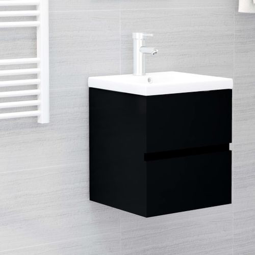 Armoire d'évier avec lavabo intégré 41 cm Noir 2 - Photo n°2; ?>