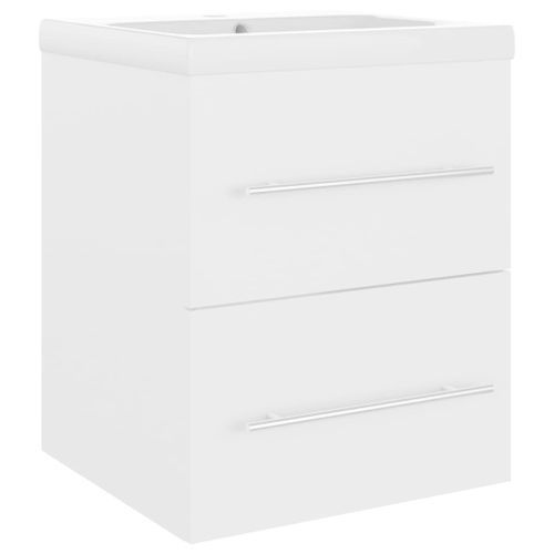 Armoire d'évier avec lavabo intégré Blanc - Photo n°2; ?>