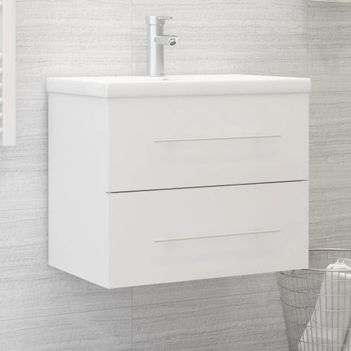 Armoire d'évier avec lavabo intégré Blanc 3 - Photo n°2; ?>