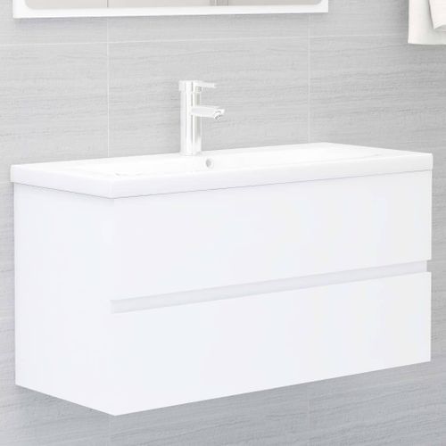 Armoire d'évier avec lavabo intégré Blanc 12 - Photo n°2; ?>