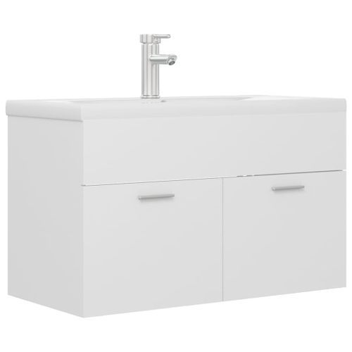 Armoire d'évier avec lavabo intégré Blanc 10 - Photo n°2; ?>