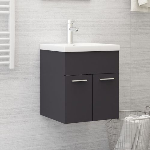 Armoire d'évier avec lavabo intégré Gris 3 - Photo n°2; ?>