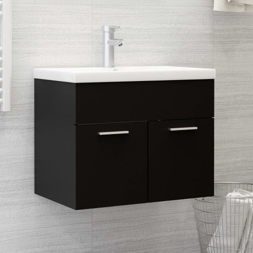 Armoire d'évier avec lavabo intégré Noir 9 - Photo n°2; ?>