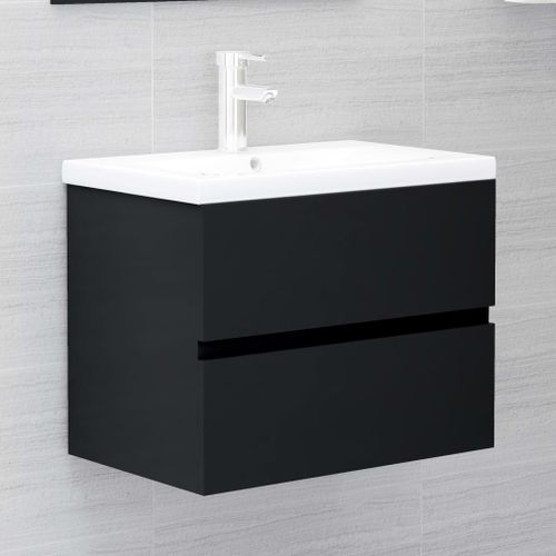 Armoire d'évier avec lavabo intégré Noir 6 - Photo n°2; ?>