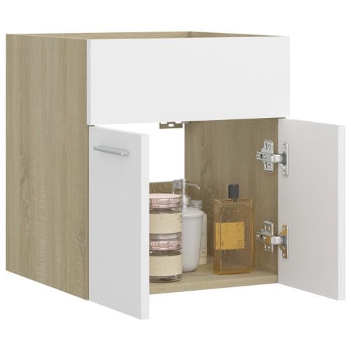 Armoire d'évier Blanc et chêne sonoma 41x38,5x46 cm - Photo n°3; ?>