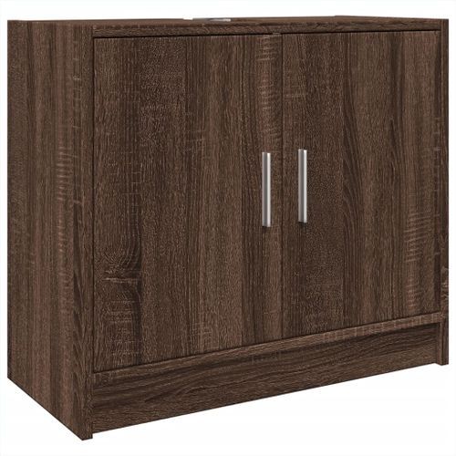 Armoire d'évier chêne marron 63x29x55 cm bois d'ingénierie - Photo n°2; ?>