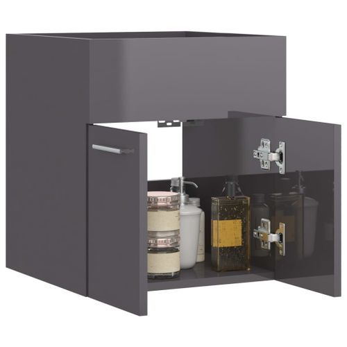 Armoire d'évier Gris brillant 41x38,5x46 cm - Photo n°3; ?>