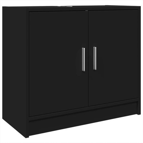 Armoire d'évier noir 63x29x55 cm bois d'ingénierie - Photo n°2; ?>