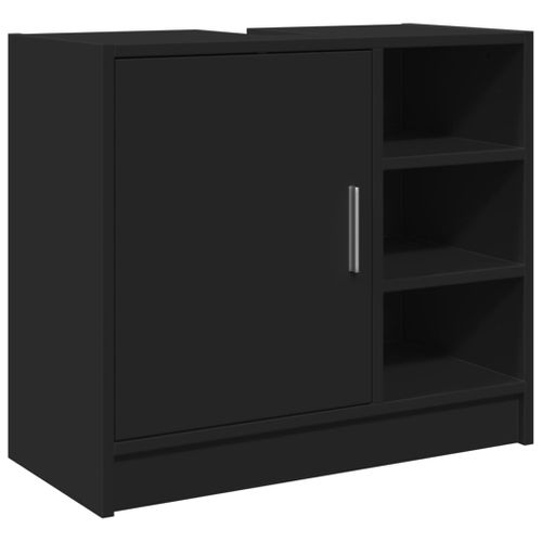 Armoire d'évier noir 63x29x55 cm bois d'ingénierie - Photo n°2; ?>