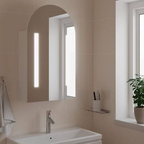 Armoire de bain à miroir avec LED arquée blanc 42x13x70 cm - Photo n°2; ?>