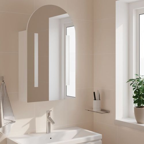 Armoire de bain à miroir avec LED arquée blanc 42x13x70 cm - Photo n°3; ?>