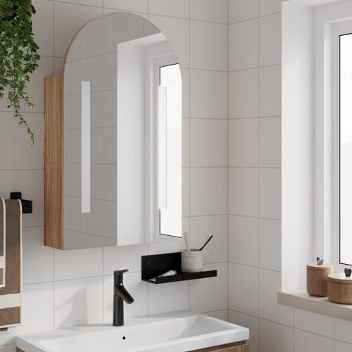 Armoire de bain à miroir avec LED arquée chêne 42x13x70 cm - Photo n°3; ?>