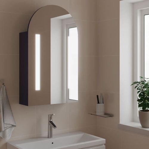 Armoire de bain à miroir avec LED arquée gris 42x13x70 cm - Photo n°2; ?>