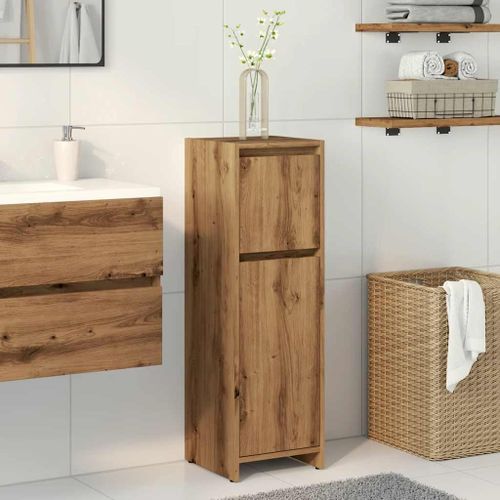 Armoire de bain chêne artisanal 30x30x95 cm bois d'ingénierie - Photo n°3; ?>