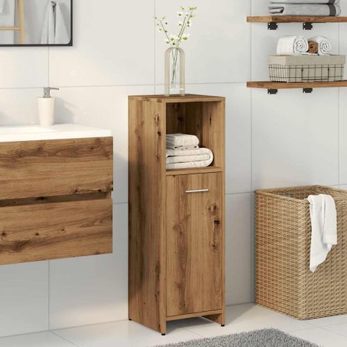 Armoire de bain chêne artisanal 30x30x95 cm bois d'ingénierie - Photo n°3; ?>