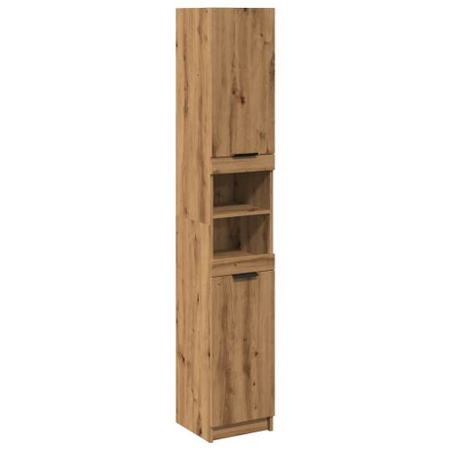 Armoire de bain chêne artisanal 32x34x188,5cm bois d'ingénierie - Photo n°2; ?>