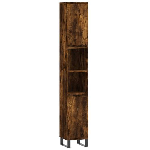 Armoire de bain chêne fumé 30x30x190 cm bois d'ingénierie - Photo n°2; ?>