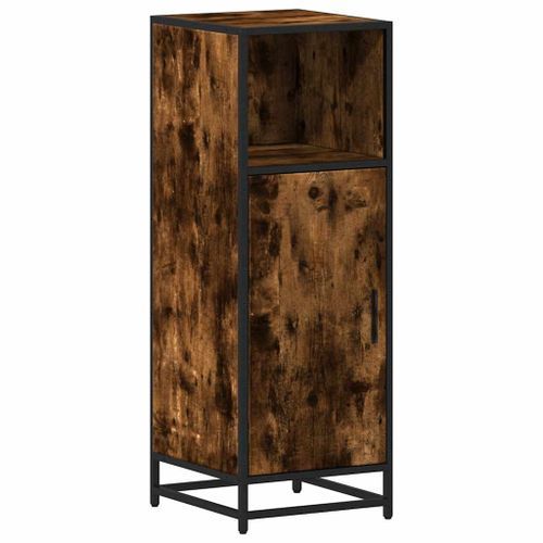 Armoire de bain chêne fumé 35x37,5x100cm bois d'ingénierie - Photo n°2; ?>