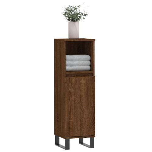 Armoire de bain chêne marron 30x30x100 cm bois d'ingénierie - Photo n°3; ?>