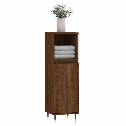 Armoire de bain chêne marron 30x30x100 cm bois d'ingénierie - Photo n°3; ?>