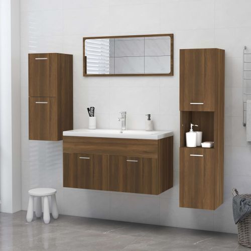 Armoire de bain Chêne marron 30x30x130 cm Bois d'ingénierie - Photo n°3; ?>