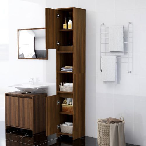 Armoire de bain Chêne marron 30x30x183,5 cm Bois d'ingénierie - Photo n°3; ?>