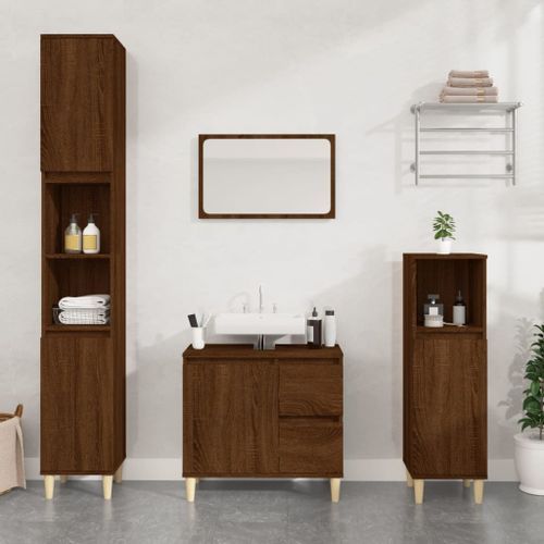 Armoire de bain chêne marron 30x30x190 cm bois d'ingénierie - Photo n°2; ?>