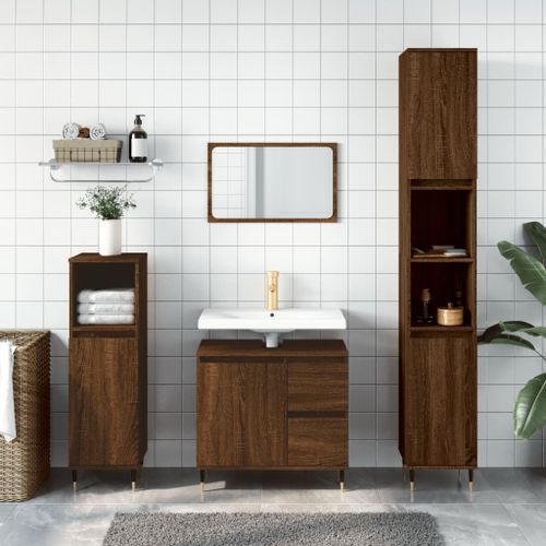 Armoire de bain chêne marron 30x30x190 cm bois d'ingénierie - Photo n°2; ?>