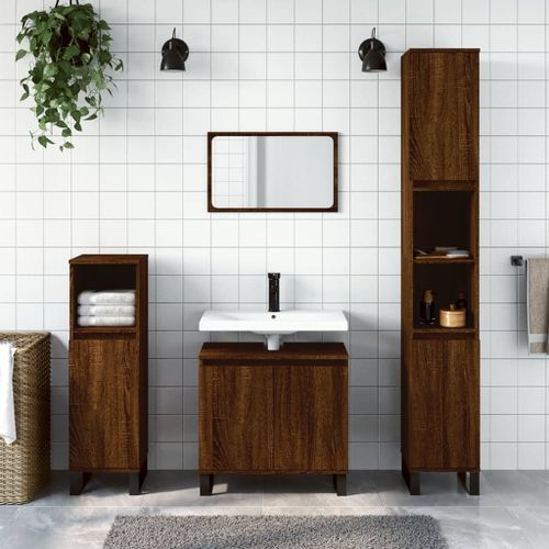 Armoire de bain chêne marron 30x30x190 cm bois d'ingénierie - Photo n°2; ?>