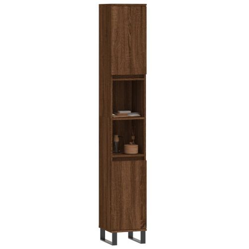 Armoire de bain chêne marron 30x30x190 cm bois d'ingénierie - Photo n°3; ?>