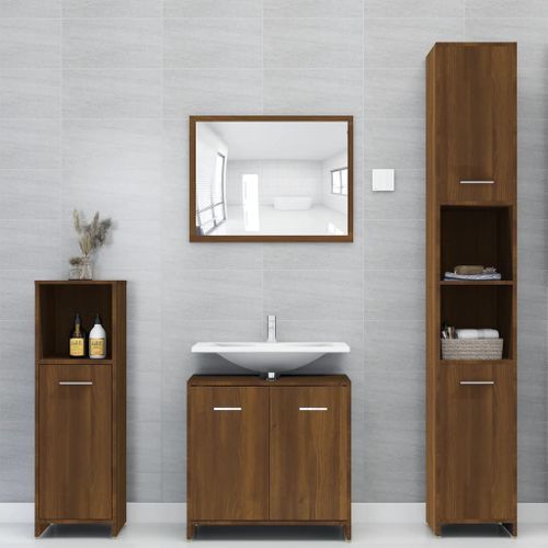 Armoire de bain Chêne marron 30x30x95 cm Bois d'ingénierie - Photo n°3; ?>