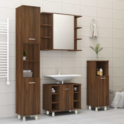 Armoire de bain Chêne marron 30x30x95 cm Bois d'ingénierie - Photo n°3; ?>