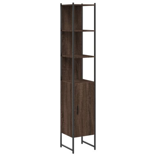 Armoire de bain chêne marron 33x33x185,5 cm bois d'ingénierie - Photo n°2; ?>