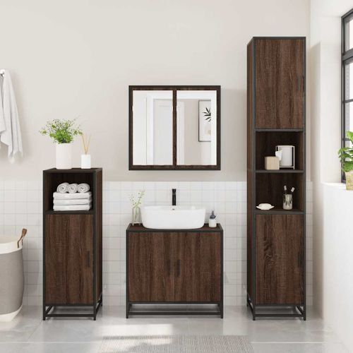 Armoire de bain chêne marron 35x37,5x100 cm bois d'ingénierie - Photo n°3; ?>