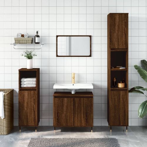 Armoire de bain chêne marron 58x33x60 cm bois d'ingénierie - Photo n°2; ?>