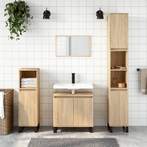 Armoire de bain chêne sonoma 58x33x60 cm bois d'ingénierie - Photo n°2; ?>