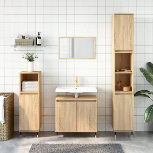 Armoire de bain chêne sonoma 58x33x60 cm bois d'ingénierie - Photo n°2; ?>