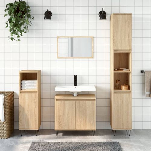 Armoire de bain chêne sonoma 58x33x60 cm bois d'ingénierie - Photo n°2; ?>